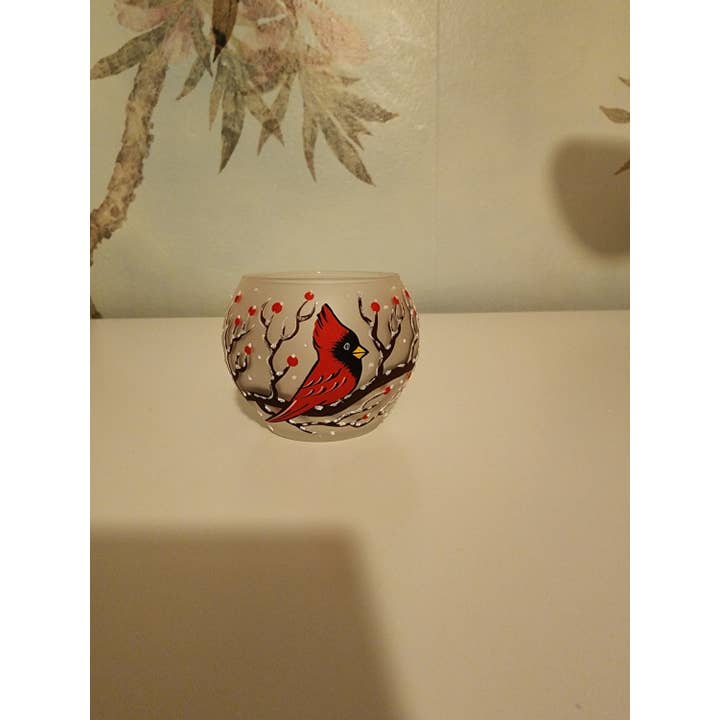 Glass by Iness - Wholesale Ornament - Instant Christmas - Cardinals In A Tree - Hand Made In Ukraine - Blown Glass - Ornament & Candle Holder Combo - Real Wood Tree - Great Gift5