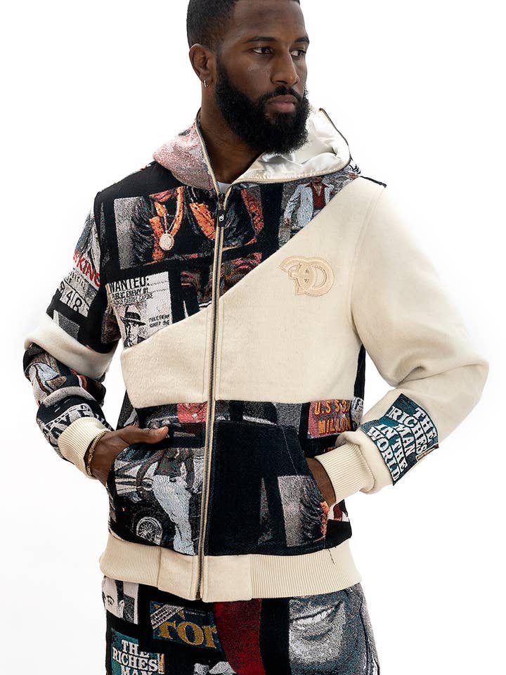 F5708 Narco Tapestry Hoodie - White for wholesale by Makobi