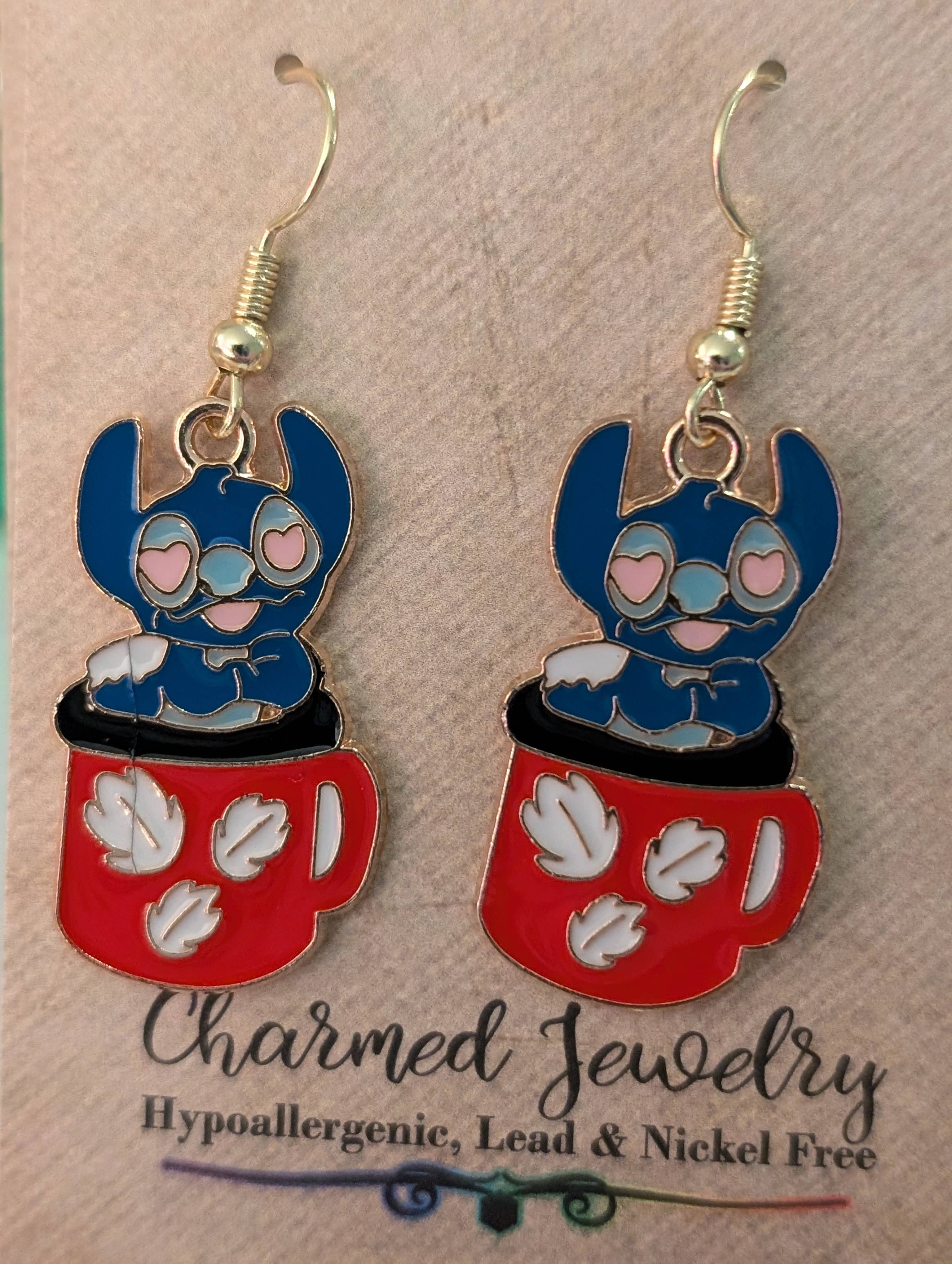 Con-Quest Crafts - Wholesale Dangle Earrings - Inspired by Stitch, Classic Alien Inspired Accessories2