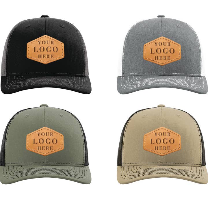 Oowee Products - Wholesale Trucker Hat - Unisex - Custom Leather Patch Trucker Hat 24 Pack - Add Your Logo2