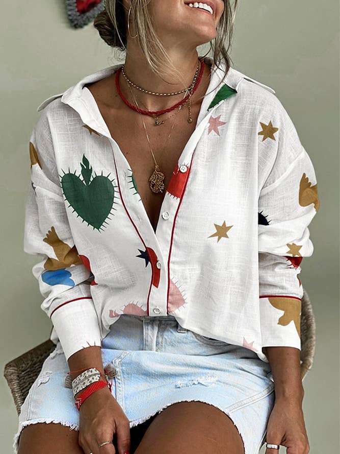 Summer Floral Fashion Long Sleeves Casual Top ZK2625 for wholesale by UNISHE