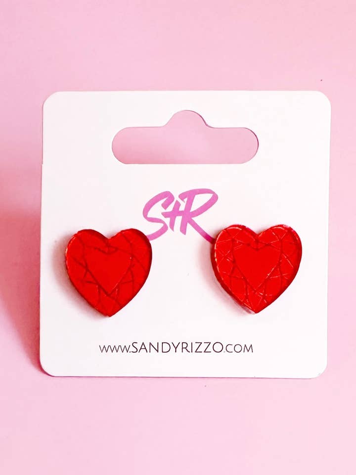 Clou d'oreille Cœur en Gemme Rouge pour la vente par Sandy + Rizzo