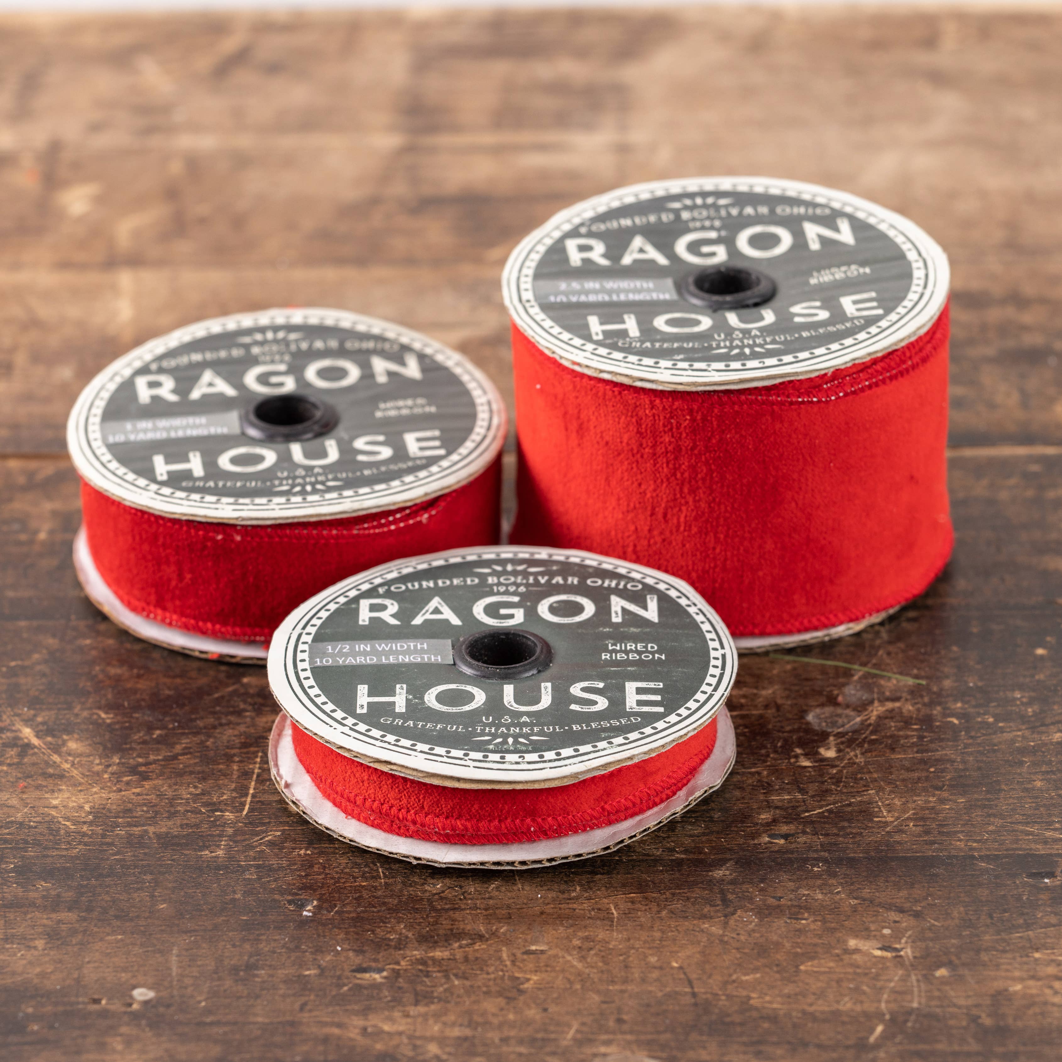 Ragon House - Wholesale Ribbon - Gift Wrapping - 1" RED VELVET RIBBON2