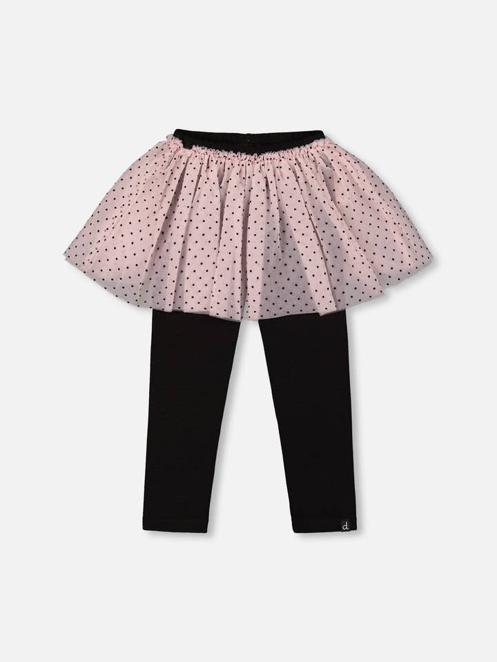 Leggings con falda de tul rosa y negra para venta al por mayor de Deux par Deux