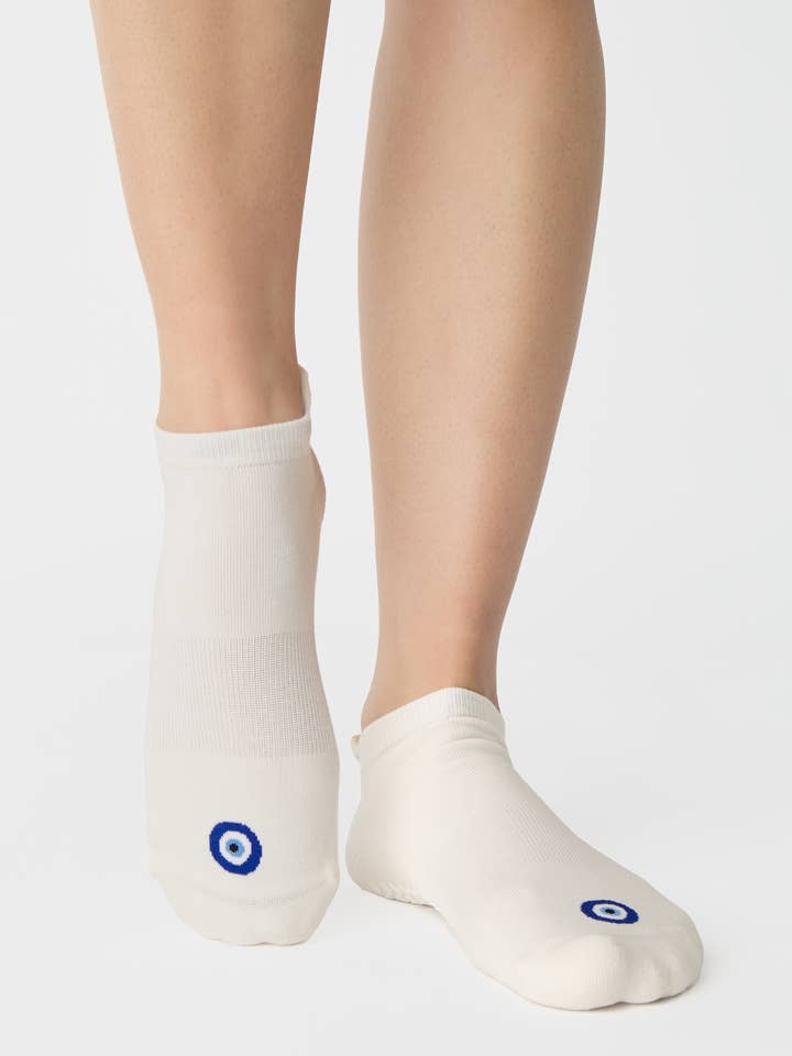 Women’s Evil Eye Full Foot Grip Sock- For Pilates & Barre for wholesale by Pointe Studio