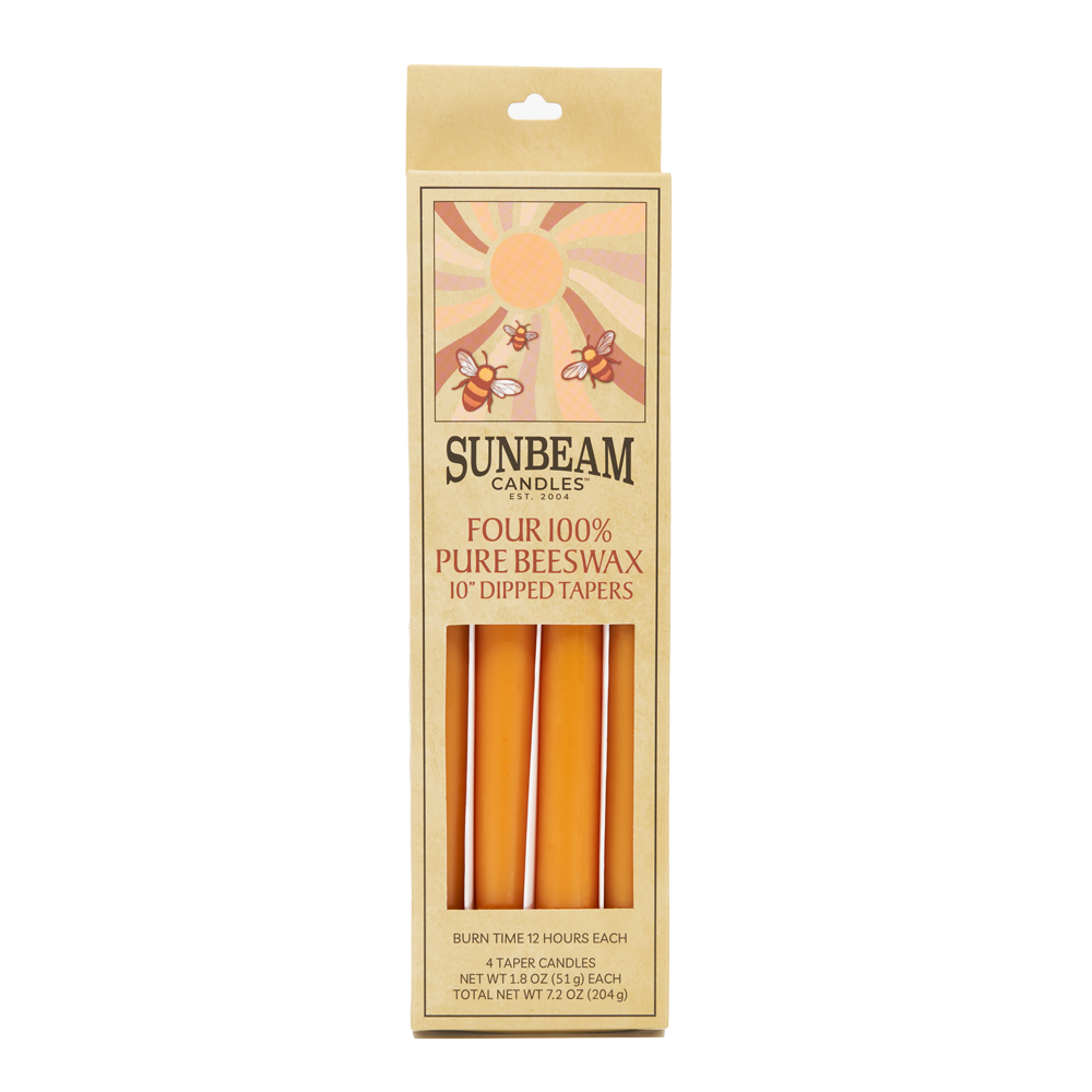 Sunbeam Candles, Inc - Venta al por mayor Velas cónicas/candeleros - Velas cónicas de cera de abejas de 10" - Cajas de 2 pares (paquete de 4 unidades)0