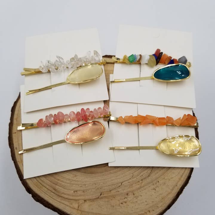 Natural Stone Hair Pin Set Of 2 for wholesale by CHAKRA JEWELRY