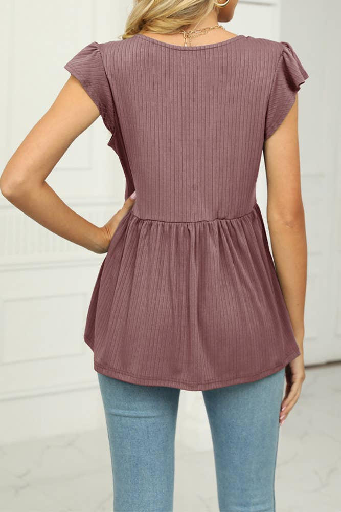 UNISHE - Wholesale Tunic - Women's - V Neck Splicing Flowy Knitting Top ZZKF8203