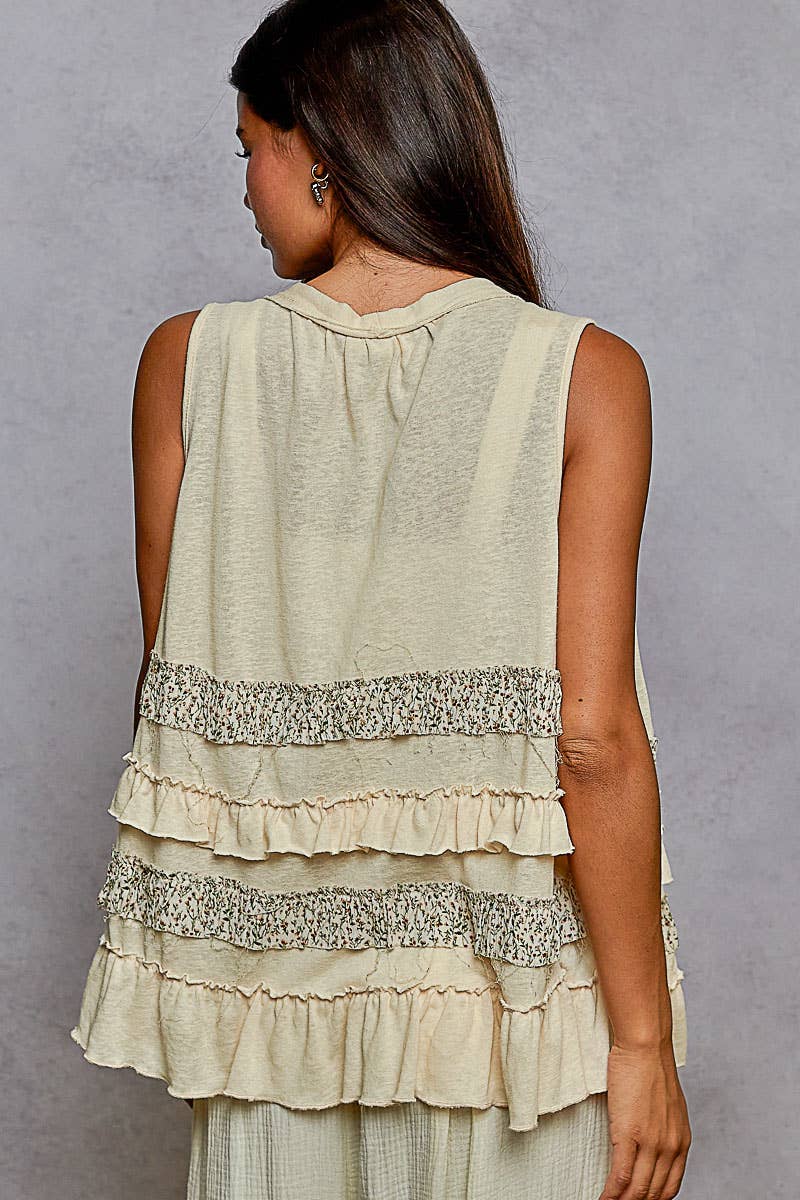 Pol Clothing - Vente Cardigan – femme - Gilet ouvert sans manches avec détails à volants EN SOLDE14