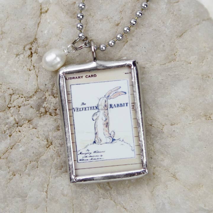 Jennifer Dahl Designs LLC - Wholesale Pendant/Charm Necklace - The Velveteen Rabbit Vintage Book Cover Charm NecklaceÂ