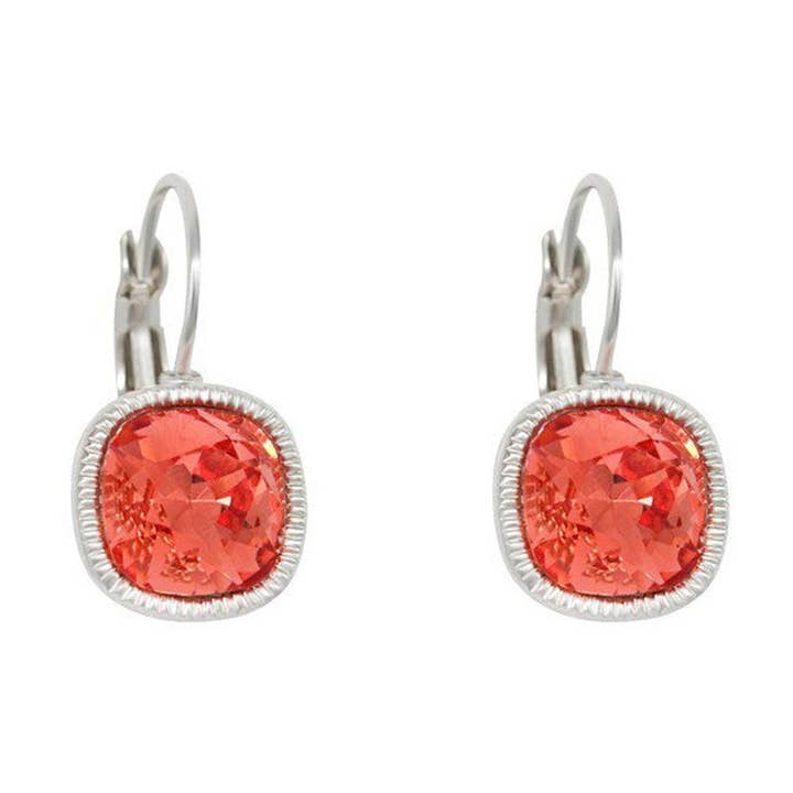 Bonita Bella Ohrringe im Kissenschliff, roter Samt, Zirkonia, Weißgold, Tropfen/Hängeohrringe, Hochzeitsgeschenk, Brautschmuck für den Großhandel von TiaraBleu