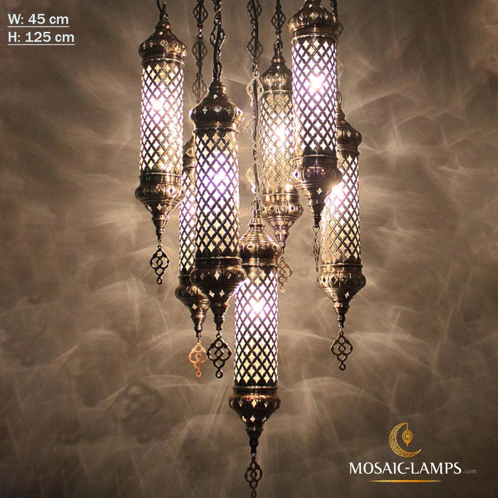 Mosaic Lamps – wholesale Chandelier/hanging light – 7pc Moroccan Chandelier Lighting Set, Metal2