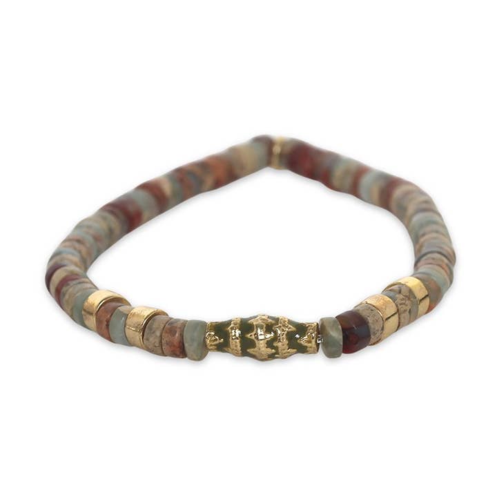 Pärltrenden-SAM stretcharmband khaki i jaspis för wholesale av Franck Herval