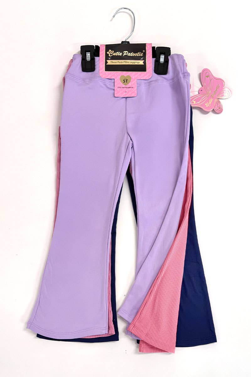 Navy Dusty Pink Lilac TLP-Y26-89513T Toddler's 3pc/Pack Cozy Flare Legging Set for wholesale on Faire1