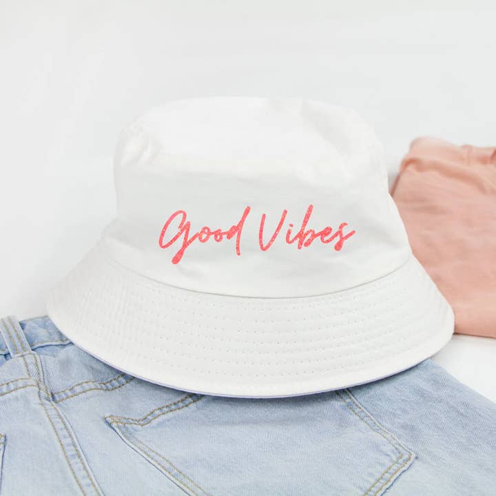 GiftsbyPR - Vente Bob – femme - Bonnet Good Vibes, chapeau seau pour mariée, seau de demoiselle d'honneur