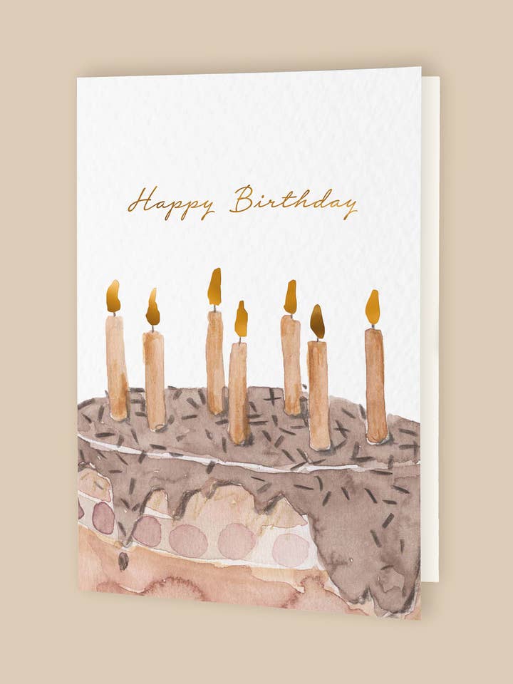 Folded card birthday cake "Happy Birthday" with envelope for wholesale by Leevje