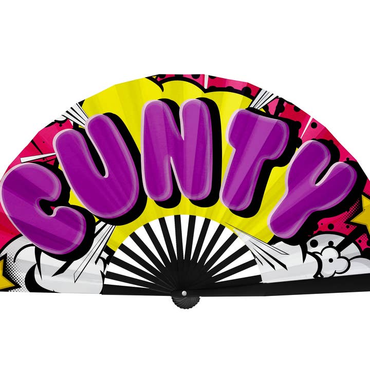 Drag Queen Clack Fan, Cunty Fan, Pride Hand Fan, Fancy Fan, Line Dancing Folding Fan, Rave Fan - Large 26 Inch Foldable Fan for wholesale by Expression Tees