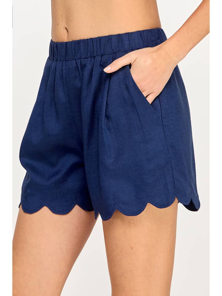 Strut & Bolt - Wholesale Shorts - Women's - Scallop Hem Linen Shorts