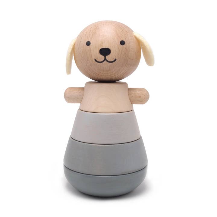 Stackable wooden dog/Wooden stacking Dog for wholesale by Briki Vroom Vroom