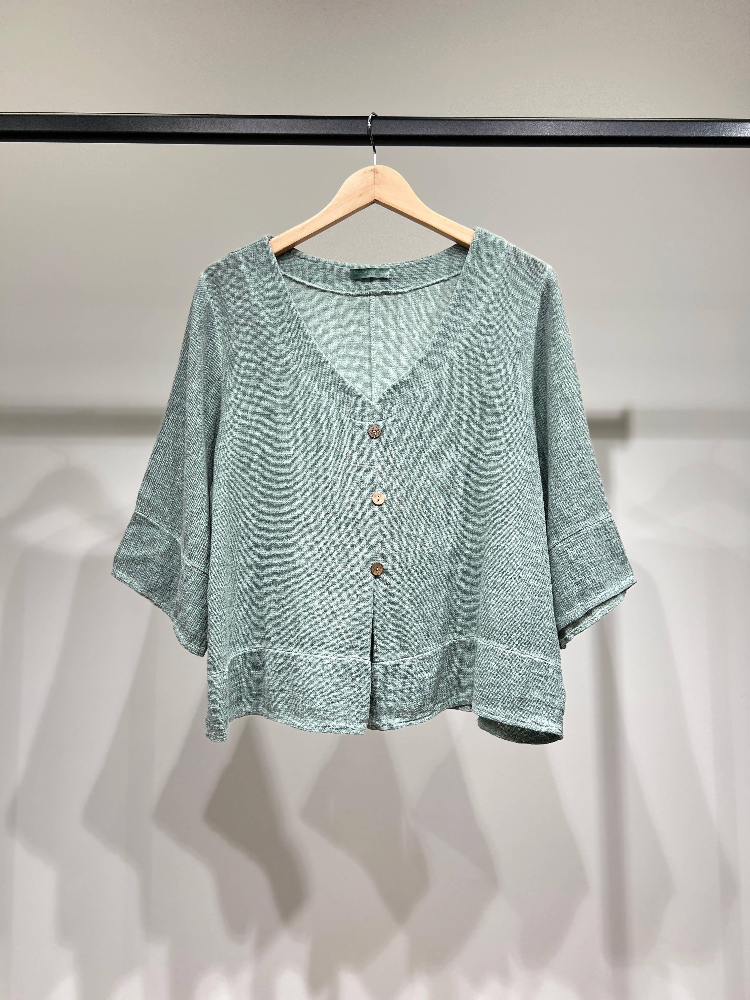 L'Emotion - Wholesale Blouse - Women's - 3/4 Sleeve Sweater Cardigan Effect 50% Linen & 50% Cotton2