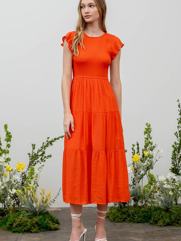 Blu Pepper - Venta al por mayor Vestido - Mujer - Vestido midi con volantes y cuerpo fruncido71