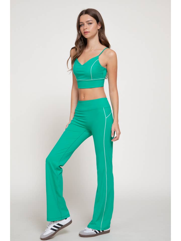 Active Basic | Active USA - Wholesale Athletic Pants - Women's - Waist Band Contrast Piping Detail Workout Pants23