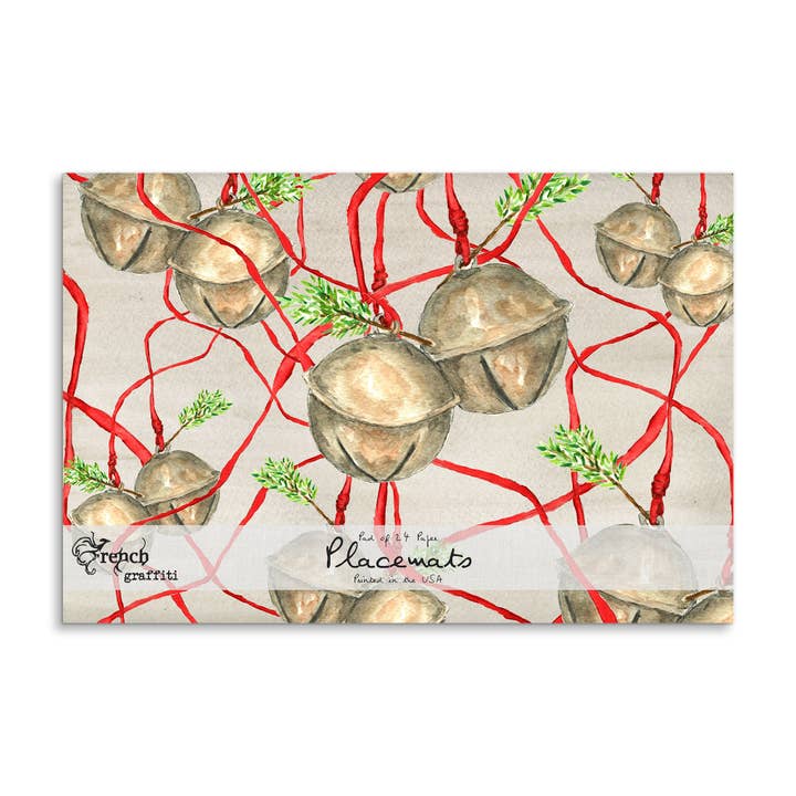 French Graffiti - Wholesale Disposable Placemat - Christmas Bells Paper Placemats