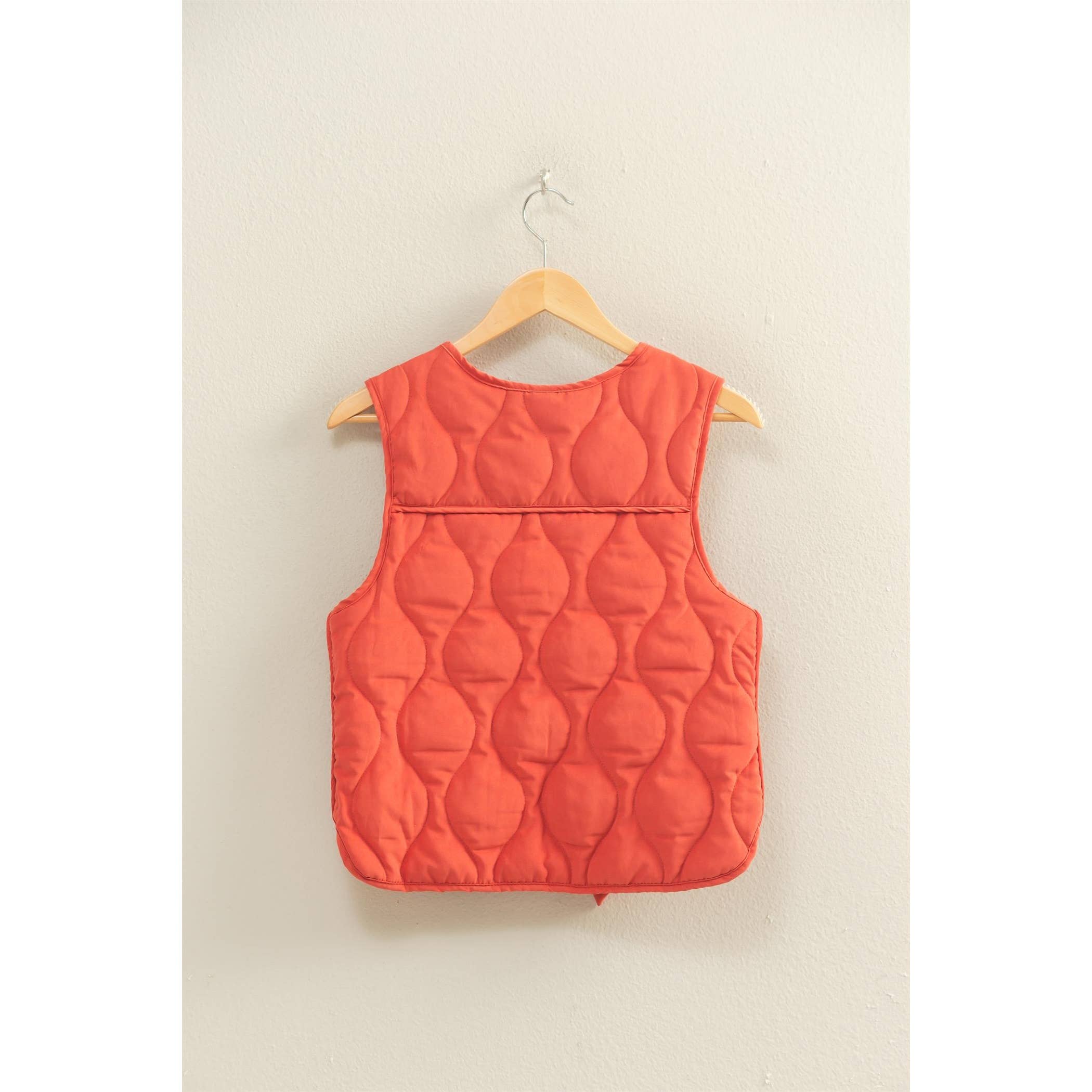 Double Zero - Wholesale Outerwear Vest - Women's - Quilted Vest With Tie-Front And Patch Pockets26