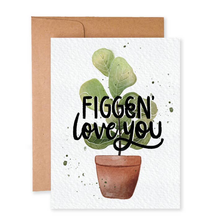 Figgen' Love You | Punny Love Card | Punny Pflanzenkarte für den Großhandel von Paper Dove Shop