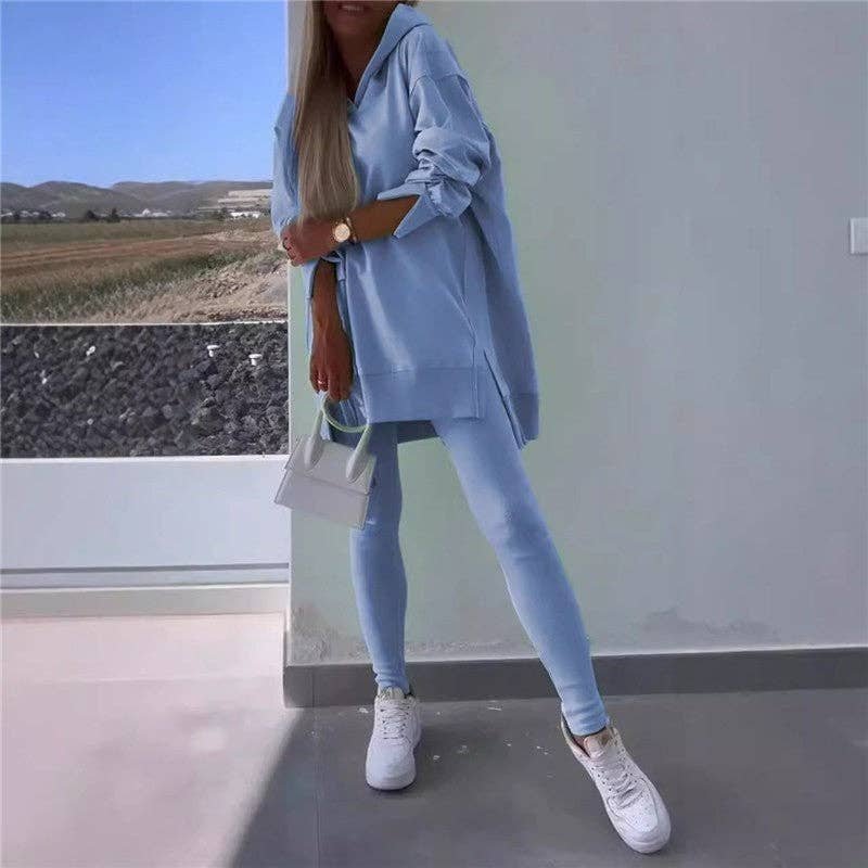 UZ Wholesale Store – wholesale Mjukisset – Dam – Set med hoodie med slits och tajta byxor3