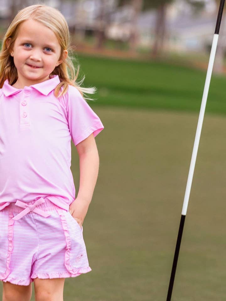 Girls Toddler Mini Sutton Shorts-Sonoma Stripe Blush for wholesale by Turtles and Tees