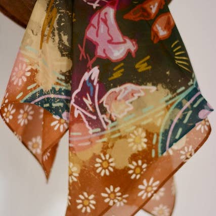 Tirzah Lane Art - Wholesale Scarf - Women's - Morning Ranch Chores Silk Western Cowgirl Wild Rag Scarf