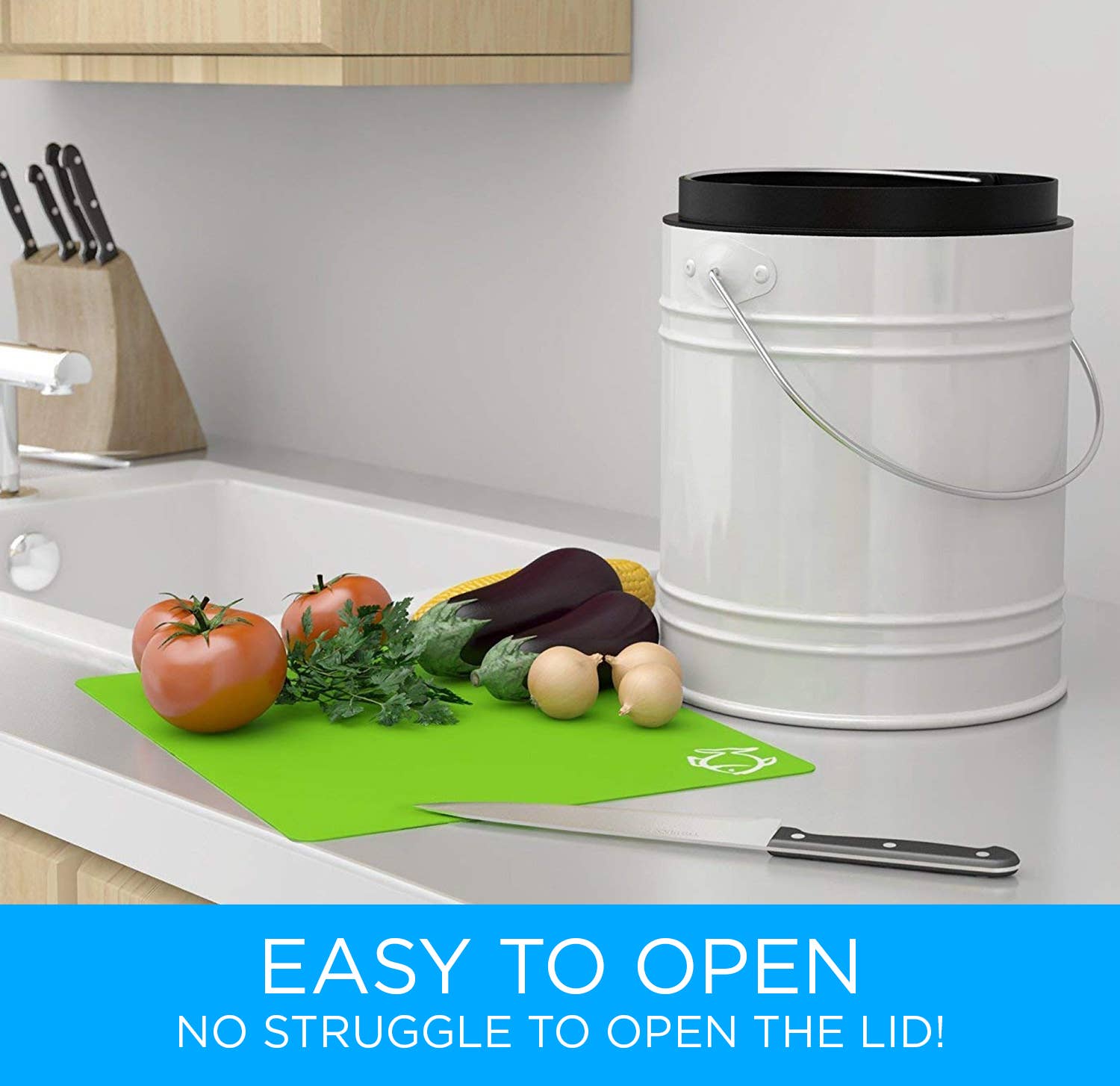 Cooler Kitchen - Wholesale Kitchen Tool/Gadget - Cooler Kitchen 3-Liter Kitchen Compost Bin w/ EZ-No Lock Lid5
