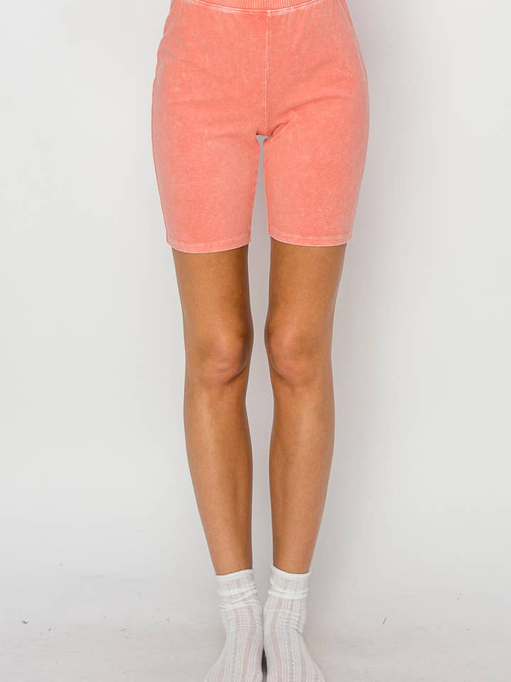 J.Her - Wholesale Athletic Shorts - Women's - Mineral Washed Steady Biker shorts HP5038