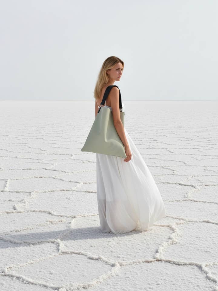 Akathi leather bag in pastel mint for wholesale by ANA KOUTSI