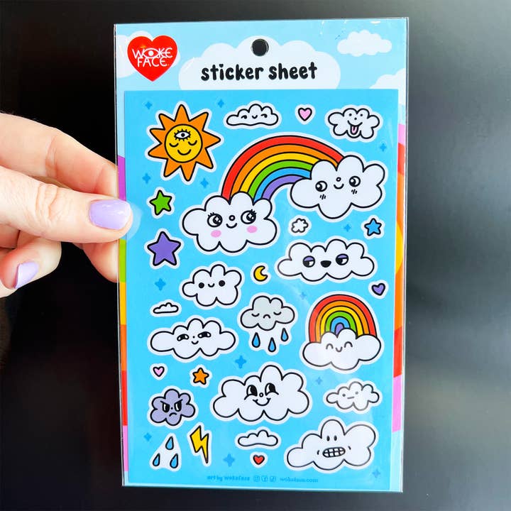 Sticker Sheet - Cloudy Daze for wholesale by Wokeface