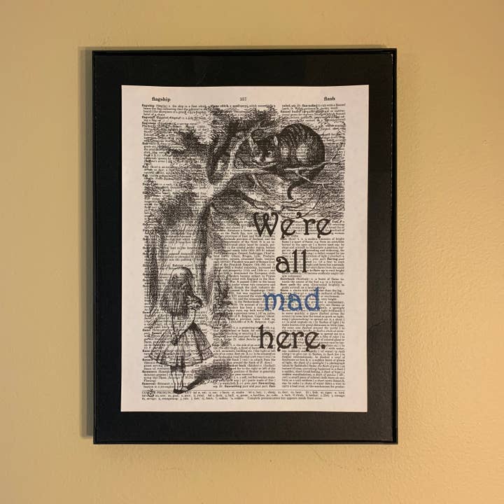 Bookish Birds - Wholesale Art Print - We're all mad here | Dictionary Print | Vintage Book Art1