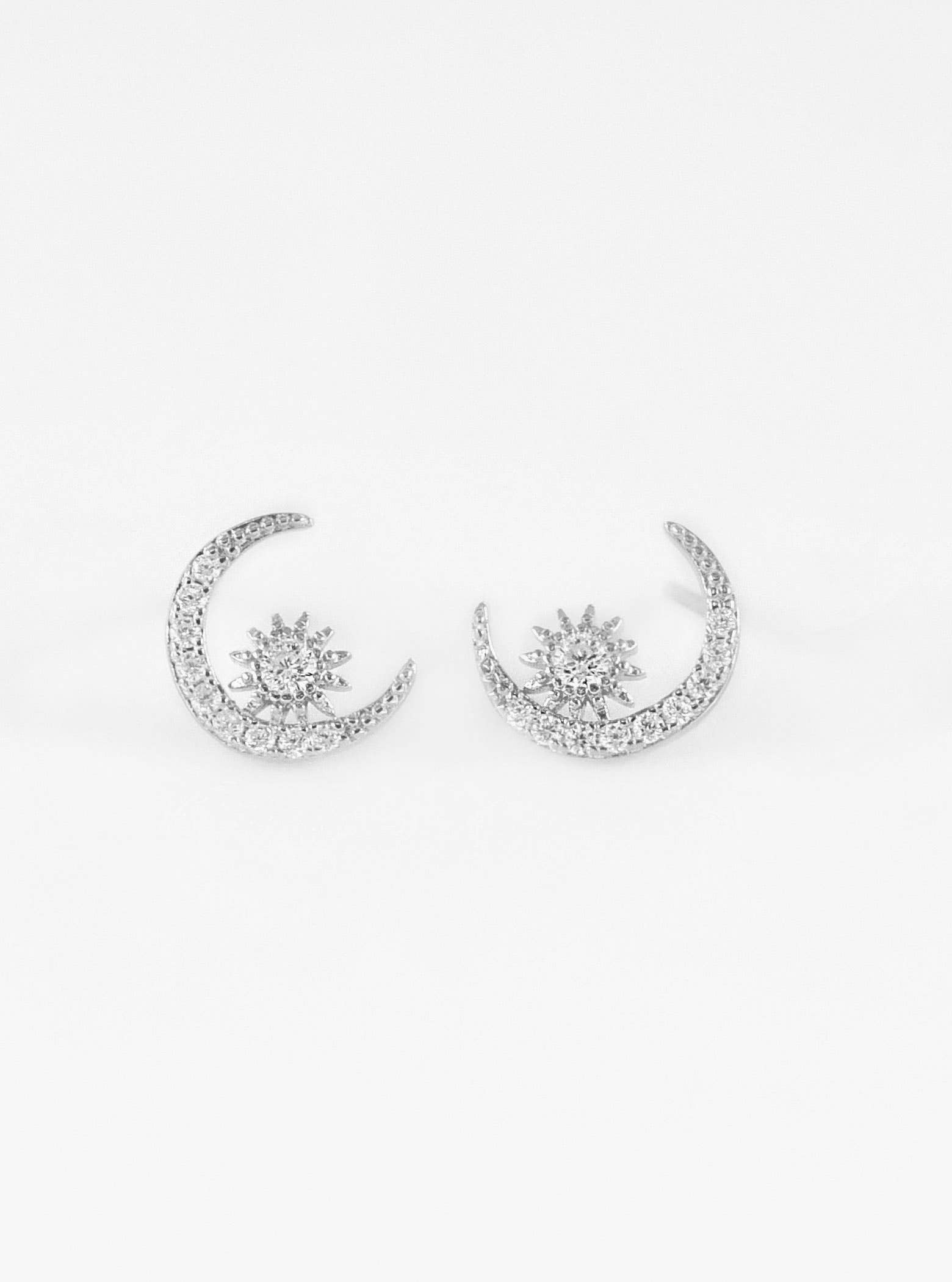 FELIX Z DESIGNS - Vente Clous d'oreille - Boucles d'oreilles à tige en forme de croissant de lune et d'étoile en argent 9251