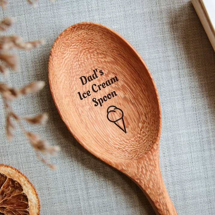 194 Craft House - Wholesale Kitchen Spoon - Dad Ice Cream Spoon Engraved Wooden Spoon - Christmas Gifts0