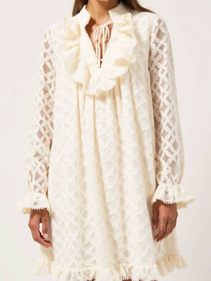 Amber Puff Sleeve Flare Dress (Beige) for wholesale by Akalia