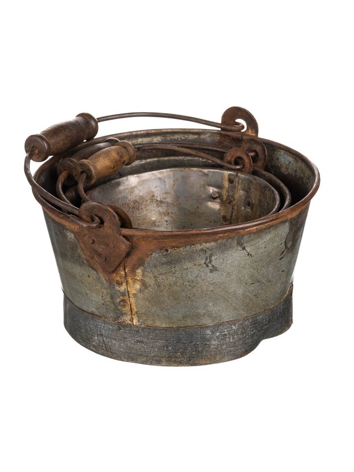 Set Of Three Round Handle Planters for wholesale by Shoeless Joe Ltd