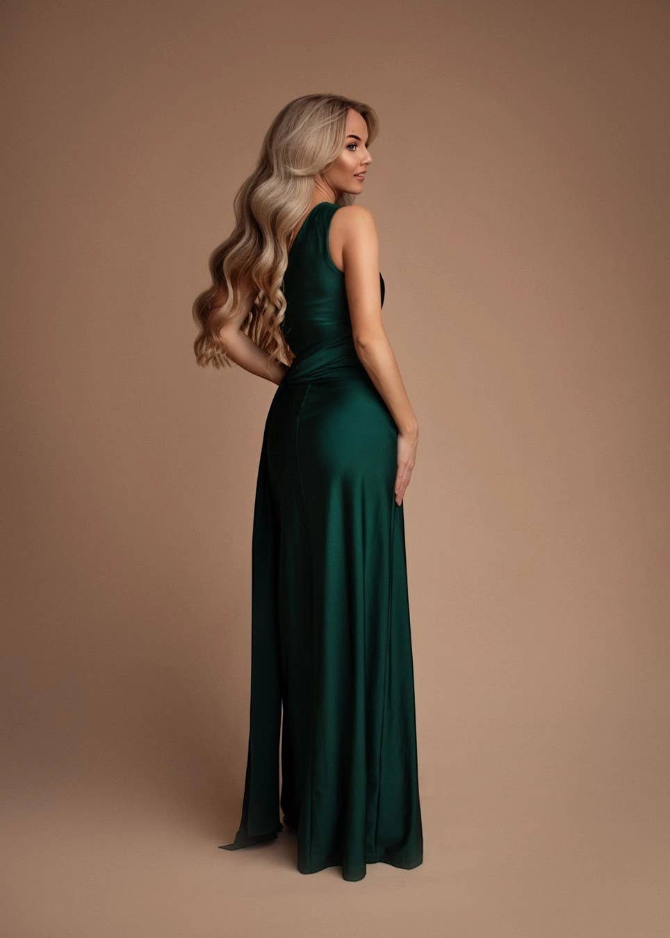 Eva & Lola - Epsilonn - Wholesale Gown - Women's - Asymmetrical Long Dress with Cutout and Elegant Slit - HM24355
