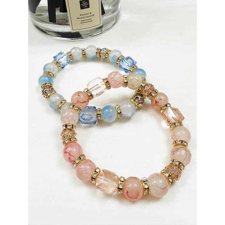 MIX COLOR Soft Shade Bead Stretch String Bracelet for wholesale on Faire