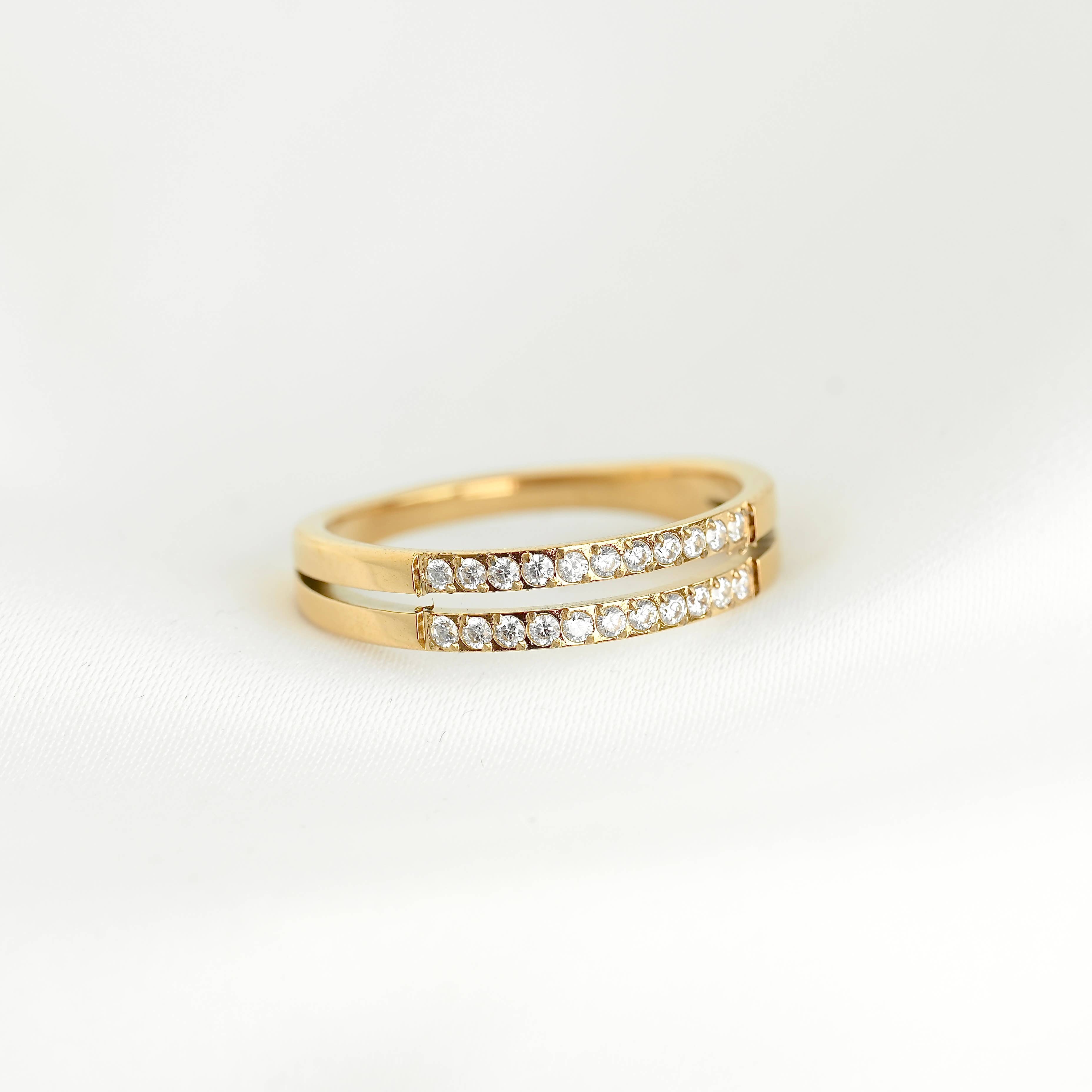 Blueyejewelry - Wholesale Multi-Stone Ring - Double Pavé CZ Ring - Slim Stacked Ring - Pave Diamond Band 4