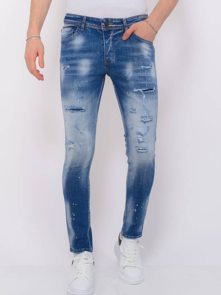 Ripped Stonewashed Jeans Men’S - Slim Fit -1073 for wholesale by Local Fanatic