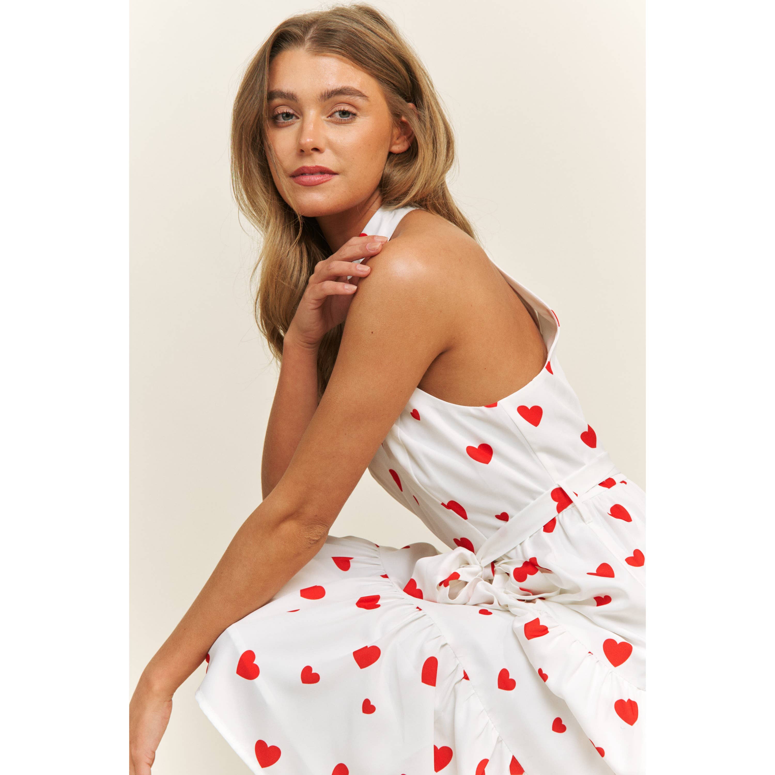 Sweet Generis - Vendita all'ingrosso Vestito - Donna - ABITO MIDI CON STAMPA A CUORE DI SAN VALENTINO IN TESSUTO MORBIDO CON SCOLLO ALL'AMERICANA20