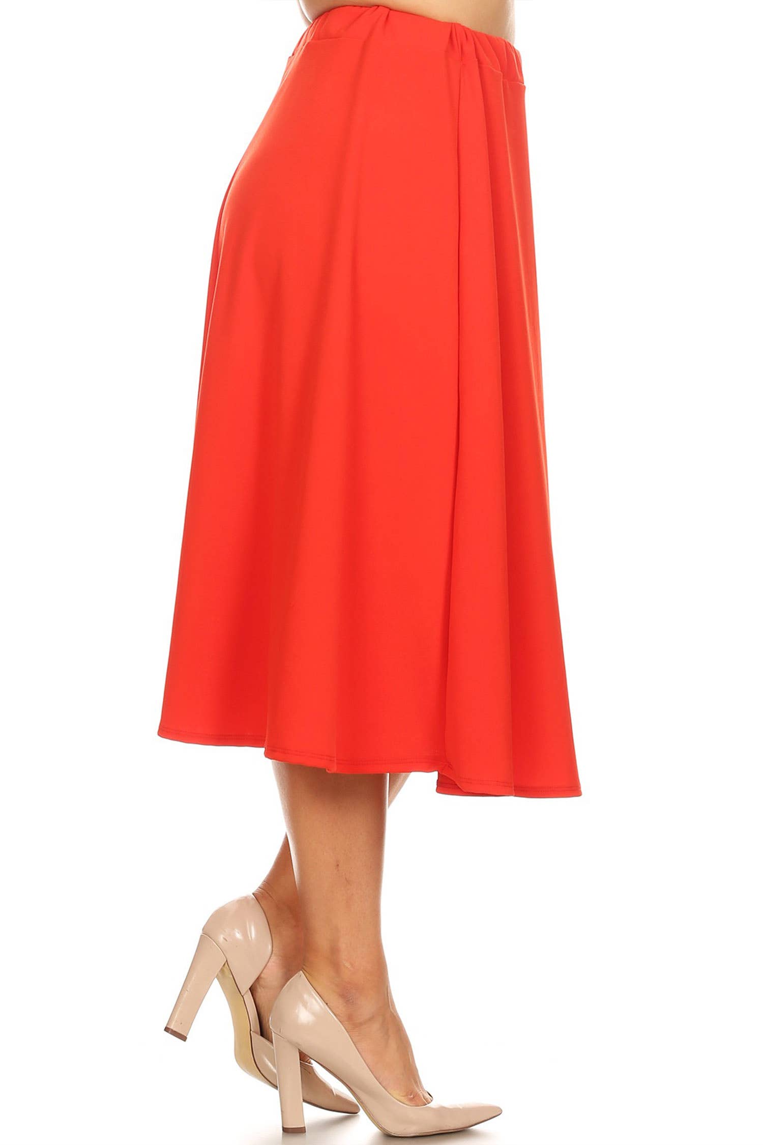 MOA COLLECTION - Vente Jupe – femme - Jupe mi-longue taille trapèze taille haute pour femmes5