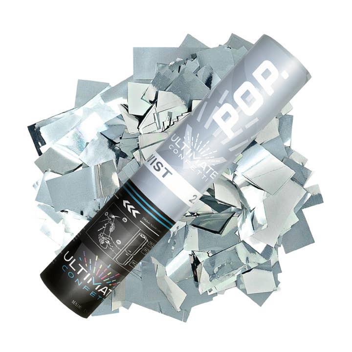 Ultimate Confetti - Wholesale Party popper - Silver Metallic- Handheld Confetti POP Cannon (12")