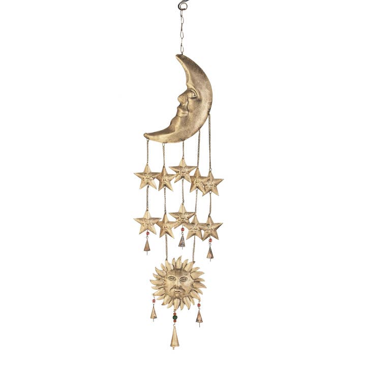 A-41425: GOLD METAL SUN AND MOON HANDMADE INDOOR OUTDOOR WIN for wholesale by Import Corner