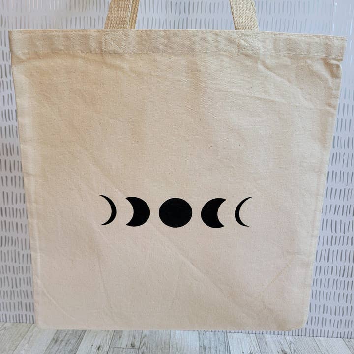 Sac fourre-tout en toile Moon Phases pour la vente par Brumbams Creations